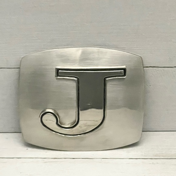 Silver Tone Initial “J” Belt Buckle - Picture 1 of 2